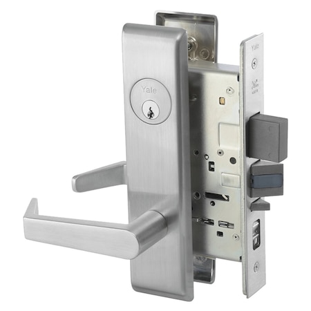 Yale Mortise Apartment or Dormitory Entrance Lock w/Auxiliary Latch, AUCN Trim, Satin Chrome AUCN8847FL 626